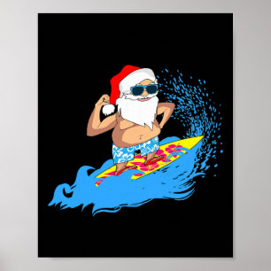 Weihnachten Santa Claus Hawaiian Surfen Sommer Sur Poster