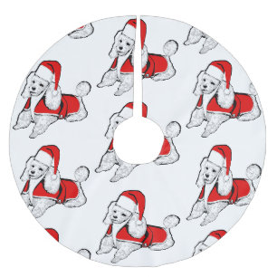 weihnachten santa claus pudel polyester weihnachtsbaumdecke