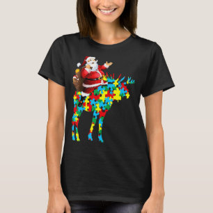 Weihnachten Santa Claus Reitet Büffel Autismus Ein T-Shirt