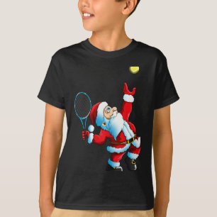 Weihnachten Santa Claus Tennis Spiel Tennis Schläg T-Shirt