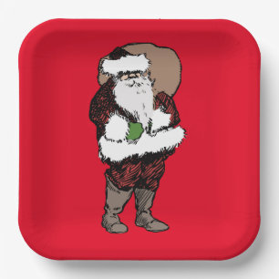 WEIHNACHTEN SANTA CLAUS VINTAGE-PAPIERTELLER PAPPTELLER