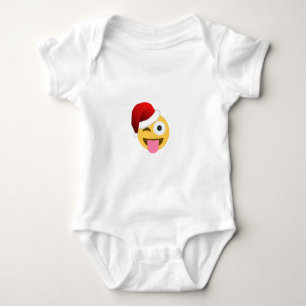 weihnachten santa claus zwinkerndes emoji baby strampler