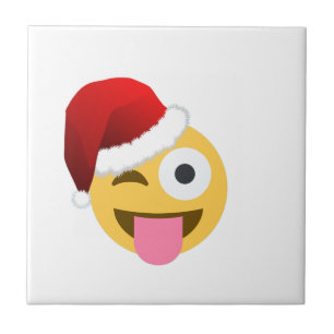 weihnachten santa claus zwinkerndes emoji fliese