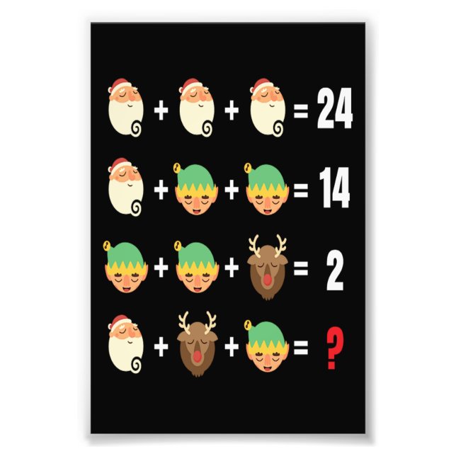 Weihnachten Santa Elf Snowman Math Lehrer Funny Gi Fotodruck (Vorne)