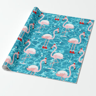 weihnachten santa flamingo geschenkpapier