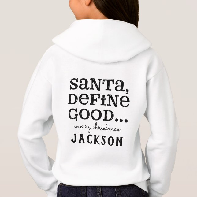 Weihnachten santa frech oder schön Urlaub Hoodie (Rückseite)