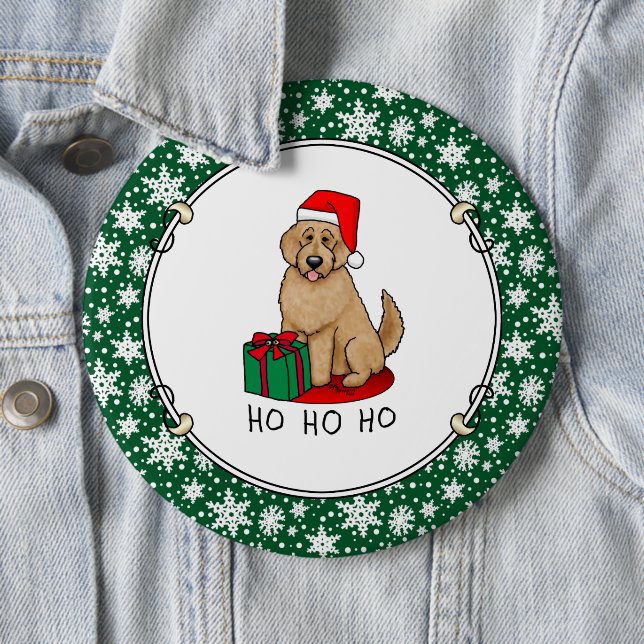 Weihnachten Santa Goldendoodle (goldrot) Hund Nied Button (Beispiel)