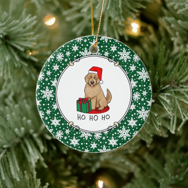 Weihnachten Santa Goldendoodle (goldrot) Hund Nied Keramik Ornament (Baum)