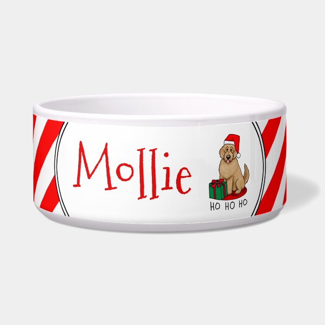 Weihnachten Santa Goldendoodle (goldrot) Hund Nied Napf (Vorderseite)