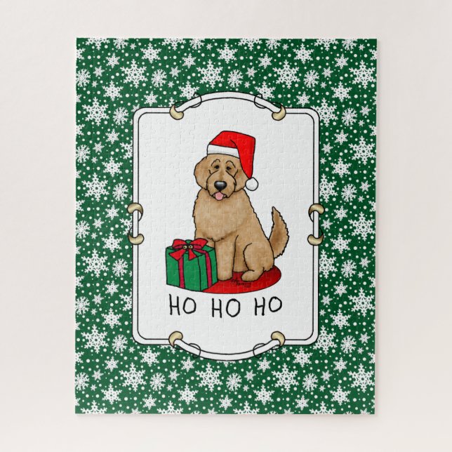Weihnachten Santa Goldendoodle (goldrot) Hund Nied Puzzle (Vertikal)