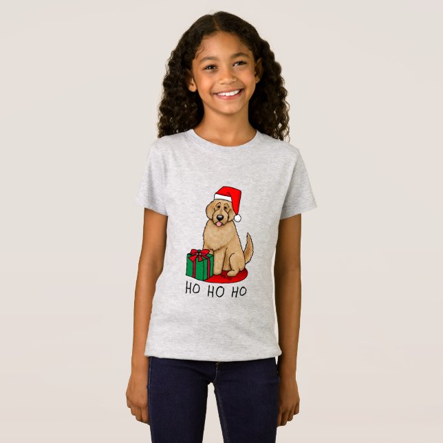 Weihnachten Santa Goldendoodle (goldrot) Hund Nied T-Shirt (Vorne ganz)