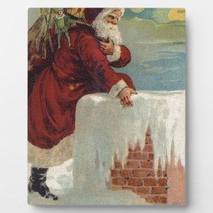 Weihnachten - Santa kommt den Schornstein herunter Fotoplatte