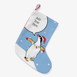 Weihnachten Santa Penguin sagt Kleiner Weihnachtsstrumpf