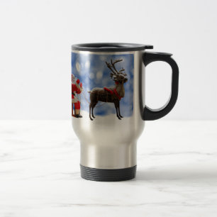 Weihnachten Santa Rentier Schlittenfahren Schnee Reisebecher