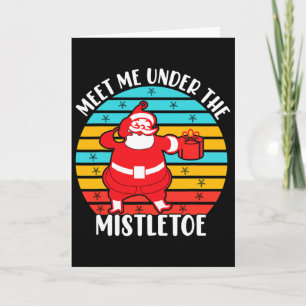 Weihnachten Santa Retro Mistelzweig Karte