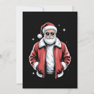 Weihnachten Santa Sonnenbrille Lederjacke Bomberja Einladung