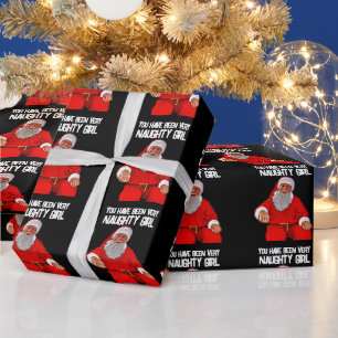 WEIHNACHTEN SANTA UNARTIGES MÄDCHEN GESCHENKPAPIER