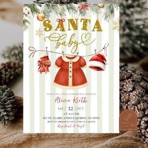 Weihnachten Santa Wäscheleine Mädchen Baby Shower Einladung