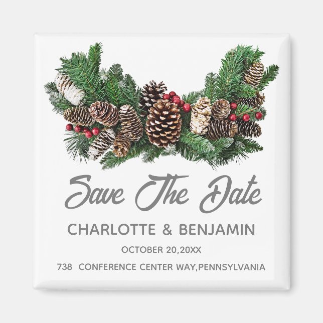 Weihnachten Save the Date Hochzeit Magnet (Vorne)