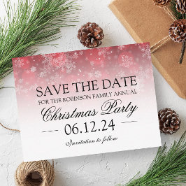 Weihnachten Save the Date Holiday Sparkle Red Ankündigungspostkarte