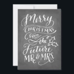Weihnachten Save the Date kein Foto Hand Briefe<br><div class="desc">Stilvoll Save the Date in Form einer Weihnachtskarte mit handgeschriebener Typografie mit Imitat-Chalkboard-Hintergrund.</div>