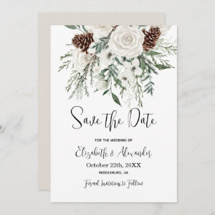Weihnachten Save the Date Pine Floral Winter Hochz Einladung