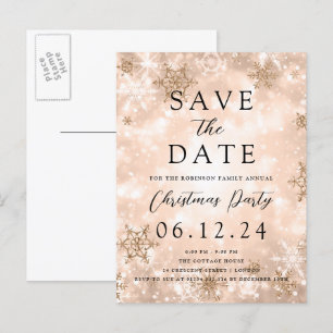 Weihnachten Save the Date Rose Gold Winter Wunder Ankündigungspostkarte