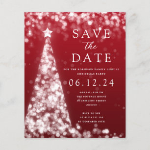 Weihnachten Save the Date Silver Glam Red Einladun Flyer