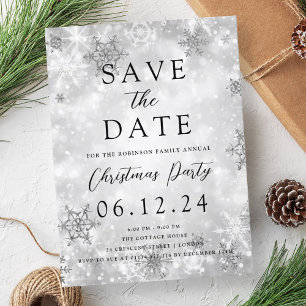 Weihnachten Save the Date Silver Winter Wonder Ankündigungspostkarte