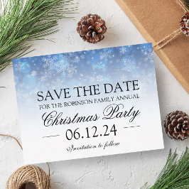 Weihnachten Save the Date Urlaub Sparkle Blue Ankündigungspostkarte