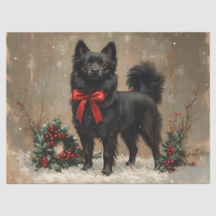 Weihnachten Schipperke Hund mit Red Bow Decoupage Seidenpapier