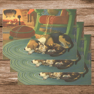 Weihnachten, Schlaftiere am Kamin Geschenkpapier Set