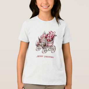 Weihnachten Schlitten mit Geschenken Urlaub Tri-Blend Shirt