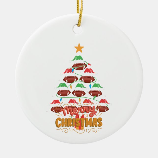 Weihnachten, Schmuck Weihnachtsbaum Rugby Ball 16 Keramik Ornament (Vorne)