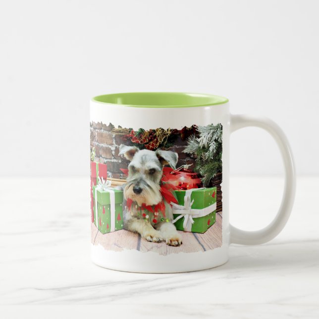 Weihnachten - Schnauzer - Heinz Zweifarbige Tasse (Rechts)