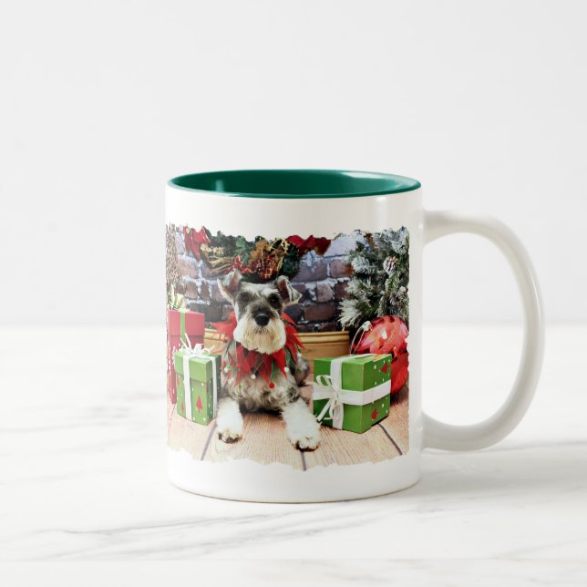 Weihnachten - Schnauzer - Petunie Zweifarbige Tasse (Rechts)