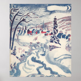 Weihnachten, Schnee mit Winterdorf Poster