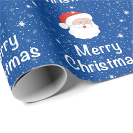 Weihnachten & Schneeflocken auf blauem Hintergrund Geschenkpapier