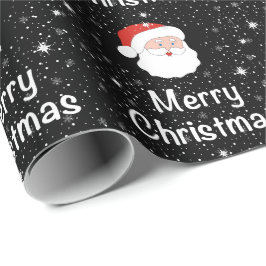 Weihnachten & Schneeflocken auf schwarzem Hintergr Geschenkpapier