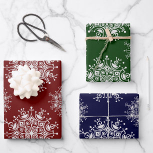 Weihnachten Schneeflocken Blizzard Muster Geschenkpapier Set