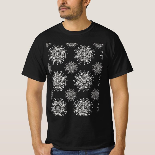 Weihnachten, Schneeflocken Blizzard-Muster T-Shirt (Vorderseite)