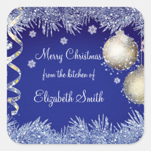 Weihnachten, Schneeflocken, Kekse, Geschenk Quadratischer Aufkleber
