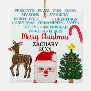 Weihnachten Schneeflocken Mini 15 Word Puzzle Name Keramikornament