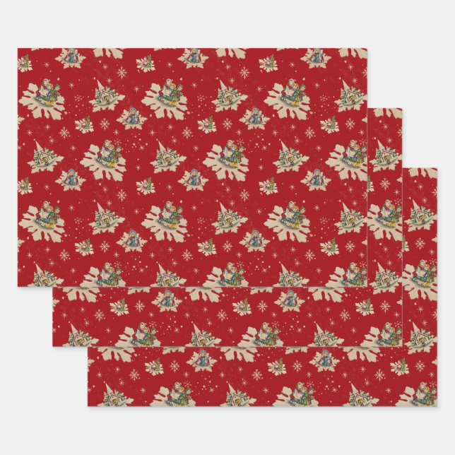 Weihnachten Schneeflocken Nostalgie 2 Geschenkpapier Set (Set)