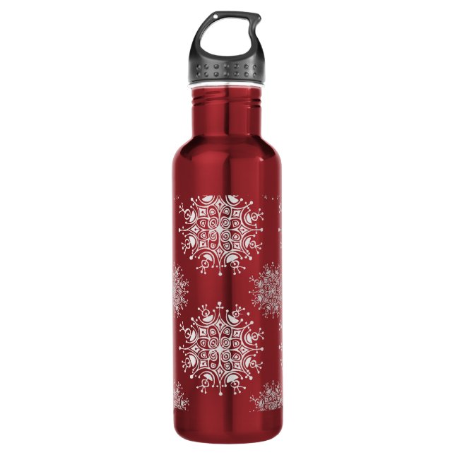 Weihnachten Schneeflocken Rotes Blizzard Muster Edelstahlflasche (Vorderseite)