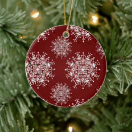 Weihnachten Schneeflocken Rotes Blizzard Muster Keramikornament