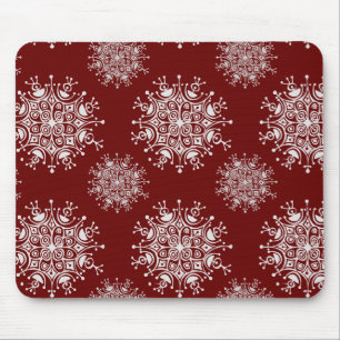 Weihnachten Schneeflocken Rotes Blizzard Muster Mousepad