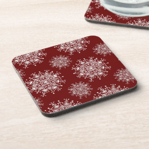 Weihnachten Schneeflocken Rotes Blizzard Muster Untersetzer