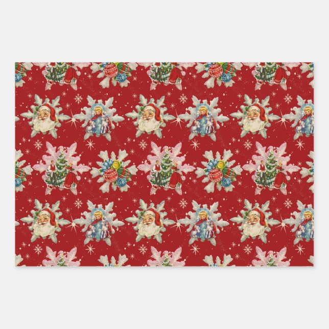 Weihnachten Schneeflocken von Nostalgie Geschenkpapier Set (Vorderseite)