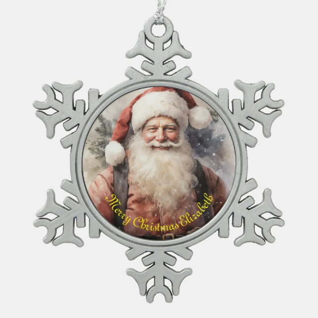 Weihnachten Schneeflocken Zinn-Ornament (Vorderseite)